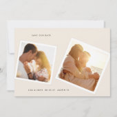 Crème Wit lijst Modern Eenvoudig 3 Foto Save The Date (Voorkant)