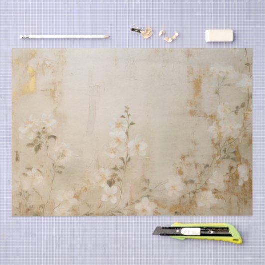 Crème Wit Romantisch Bloemen Bruiloft Tissuepapier (Craft)