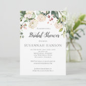 Crème Wit Roze Waterverf Bloemen Vrijgezellenfeest Kaart (Staand voorkant)