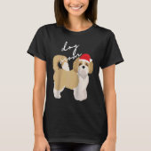 Crème & Wit Shih Tzu Hond Moeder Kerst Raglan T-shirt (Voorkant)