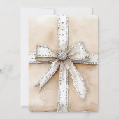 Crème Wit Zilver Glitzy Glam Boog Verjaardag Kaart (Achterkant)