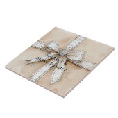 Crème Wit Zilver Glitzy Glam Boog Verjaardag Tegeltje (Zijkant)