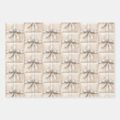 Crème Wit Zilver Glitzy Glam Bow Inpakpapier Vel (Voorkant 3)