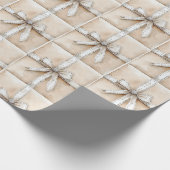 Crème Wit Zilver Glitzy Glam Bow Kerstmis Cadeaupapier (Hoek)