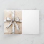 Crème Wit Zilver Glitzy Glam Bow Kerstmis Kaart (Binnen)