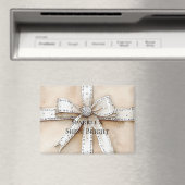 Crème Wit Zilver Glitzy Glam Bow Kerstmis Magneet (Insitu (Vaatwasser))
