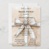 Crème Wit Zilver Glitzy Glam Bow Vrijgezellenfeest Kaart (Voorkant)