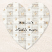 Crème Witte Beige Boho Harten Bruiloft Feest Kartonnen Onderzetters (Voorkant)