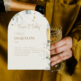 Crème Witte Bloem Champagne Brunch & Bruisende Boo Kaart