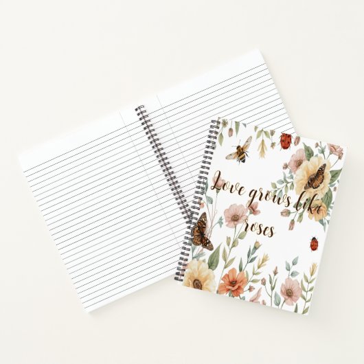 Crème Witte Bloem Notitieboek (Binnen)