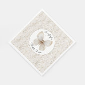 Crème Witte Bloem Vlinder Bruidsdouche Servet (Hoek)