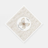 Crème Witte Bloem Vlinder Bruiloft Feest Servet (Hoek)