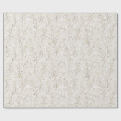 Crème Witte Bloemachtige Bruiloftsdouche Cadeaupapier (Vlak)