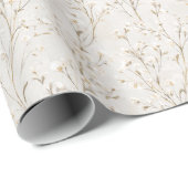 Crème Witte Bloemachtige Bruiloftsdouche Cadeaupapier (Rol Hoek)