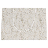 Crème Witte Bloemachtige Bruiloftsdouche Groot Cadeauzakje (Voorkant)
