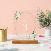 Crème Witte Bloemen, Boho, Doop Tafel Nummers Acryl Bord (Huwelijk)