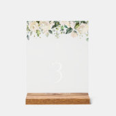 Crème Witte Bloemen, Boho, Doop Tafel Nummers Acryl Bord (Voorkant)