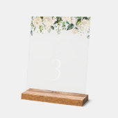 Crème Witte Bloemen, Boho, Doop Tafel Nummers Acryl Bord (Hoek)