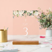 Crème Witte Bloemen, Boho, Doop Tafel Nummers Acryl Bord (Huwelijk)