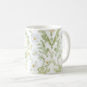 Crème Witte Bloemen Koffiemok (Voorkant rechts)