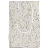 Crème Witte Bloemige Bruiloftsdouche Medium Cadeauzakje (Achterkant)