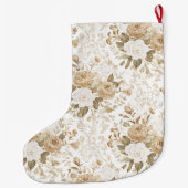 Crème Witte Bloemige Kerst Grote Kerstsok (Achterkant)