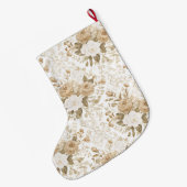 Crème Witte Bloemige Kerst Grote Kerstsok (Achterkant (Hangend))