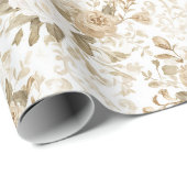 Crème Witte Boheemse Bloemige Bruiloftsdouche Cadeaupapier (Rol Hoek)