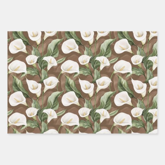Crème Witte Calla Lily Floral Vrijgezellenfeest Inpakpapier Vel (Voorkant 2)