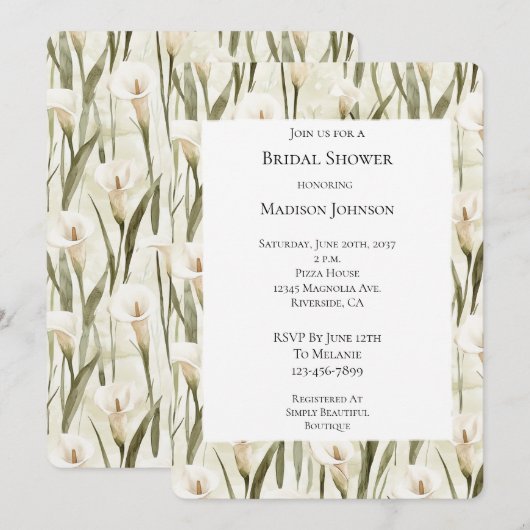 Crème Witte Calla Lily Floral Vrijgezellenfeest Kaart (Voorkant / Achterkant)