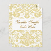 Crème Witte Damask Wedding Treats Tafel Kaart (Voorkant / Achterkant)
