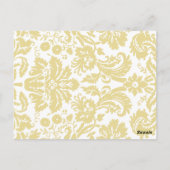 Crème Witte Damask Wedding Treats Tafel Kaart (Achterkant)