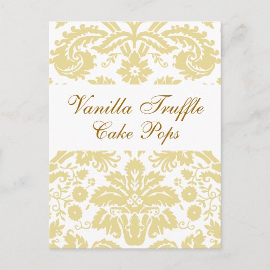 Crème Witte Damask Wedding Treats Tafel Kaart (Voorkant)