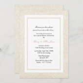 Crème & Witte Damast Huwelijksjubileum Uitnodiging (Voorkant / Achterkant)