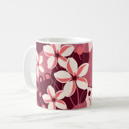 Crème witte en perzikroze bloemmotief koffiemok