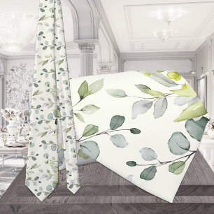 Crème Witte Eucalyptus Groene Huwelijksnekdas Stropdas