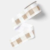 Crème Witte Gekruiste Strepen Grosgrain Lint (Achterkant)