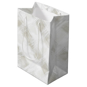 Crème Witte Geruite Strepen Kerst Medium Cadeauzakje