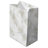 Crème Witte Geruite Strepen Kerst Medium Cadeauzakje (Achterkant Gekanteld)