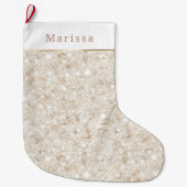 Crème Witte Glitter Schitter Kerst Grote Kerstsok (Voorkant)