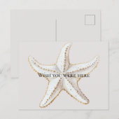 Crème Witte Gouden Zeester Strand  Briefkaart (Voorkant / Achterkant)