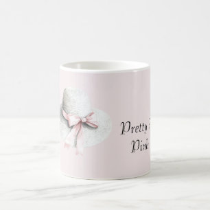 Crème Witte Hoed Roze Strik Koffiemok