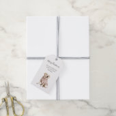 Crème Witte Hond Roze Bloem Kerst  Cadeaulabel (Met Touw)