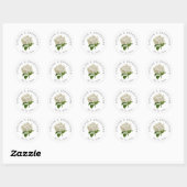 Crème Witte Hortensia Namen En Trouwdatum Ronde Sticker (Vel)