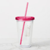 Crème Witte Kat Bril Miauw Acryl Drinkbeker (Achterkant)