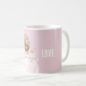 Crème Witte Kat Roze Strik Vrouwelijk Koffiemok (Voorkant rechts)