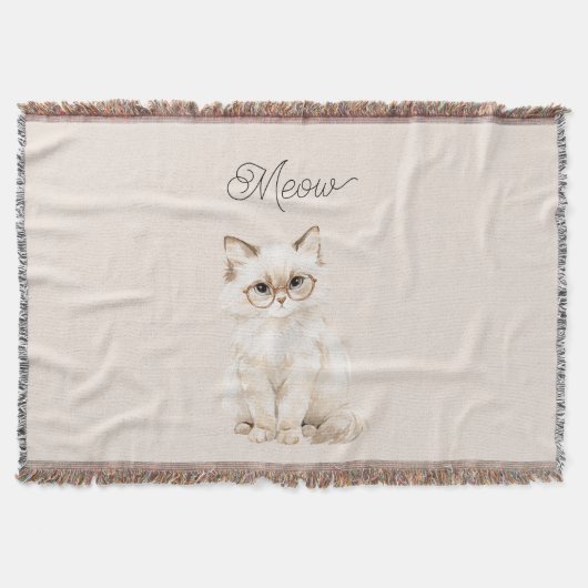 Crème Witte Kattenbril Deken (Voorkant)