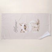 Crème Witte Kattenbril Strandlaken (Voorkant)
