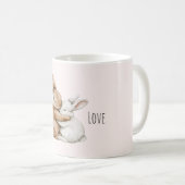 Crème Witte Konijn Liefde Koffiemok (Voorkant rechts)