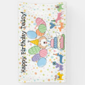 Crème Witte Labradoodle Hond Verjaardagsfeestje Spandoek (Verticaal)
